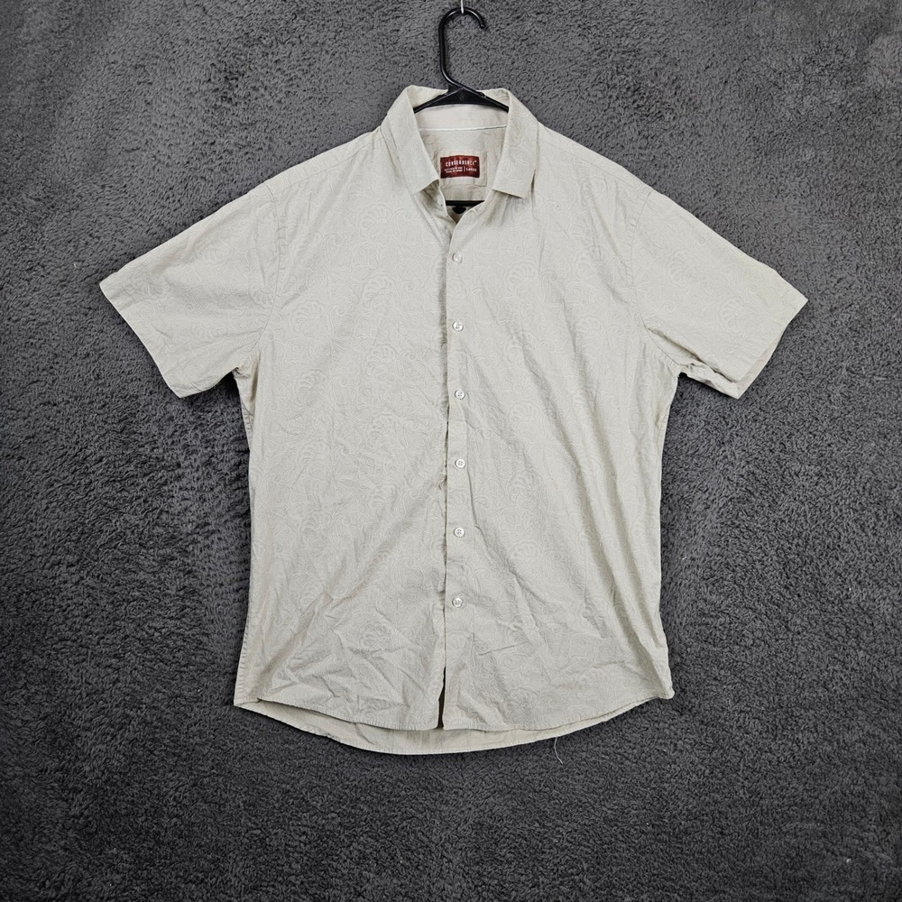 Consequence Men's L Birchwood Tonal City Paisley SS Short Sleeve Button‎ Shirt